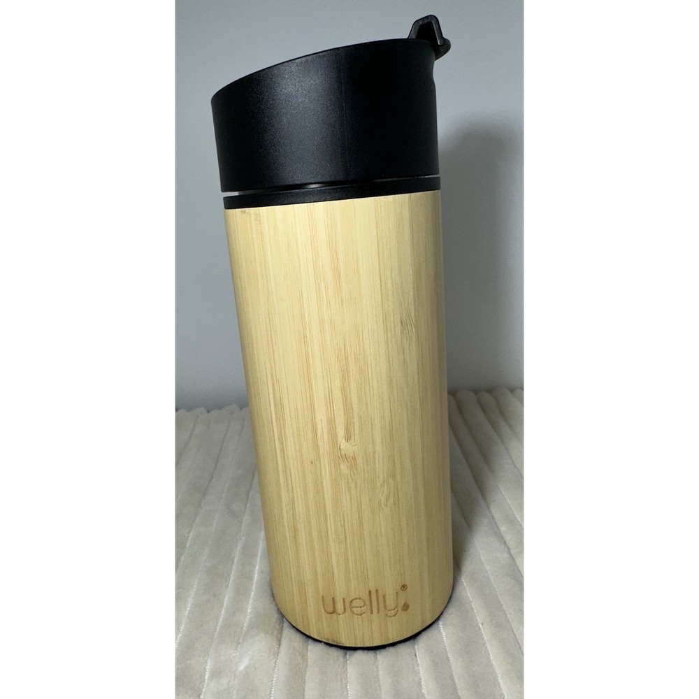 Welly 12oz Stainless Steel Bamboo Water Bottle w/ Tea Infuser NWOT